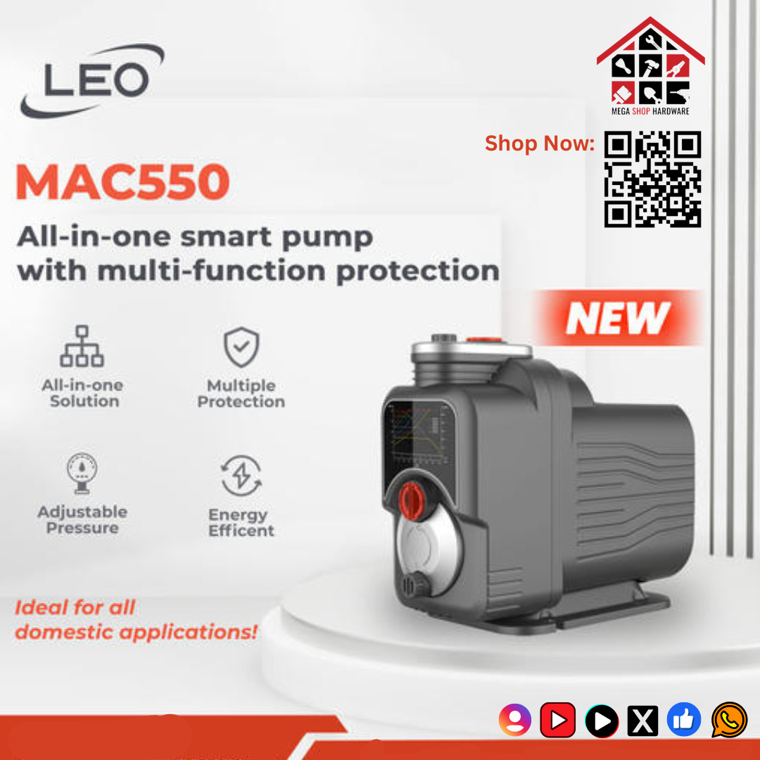All-in-one Leo Smart Pump MAC550 is an intelligent pressure booster system which can automatically adjust performance according to water demand. It provides constant pressure to all taps in a building. LEO MAC550 All-in-one Leo Smart Pump MAC550 is an intelligent pressure booster system which can automatically adjust performance according to water demand. It provides constant pressure to all taps in a building. LEO MAC550